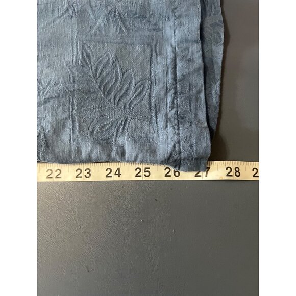 Vintage Blue Silk Camp Shirt Short Sleeve Embossed Floral Pattern Beachy Vacati - Picture 3 of 9